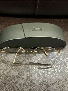 Silhouette 7581 Titanium Gold/Brown Rimless Eyeglasses Frames